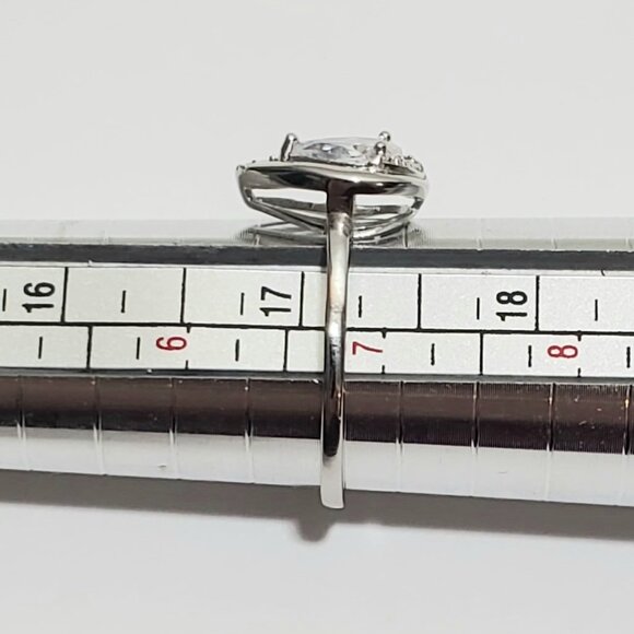 Sterling Silver Pear-Shaped Halo Ring (Size 6.75 - 7) - Picture 11 of 12